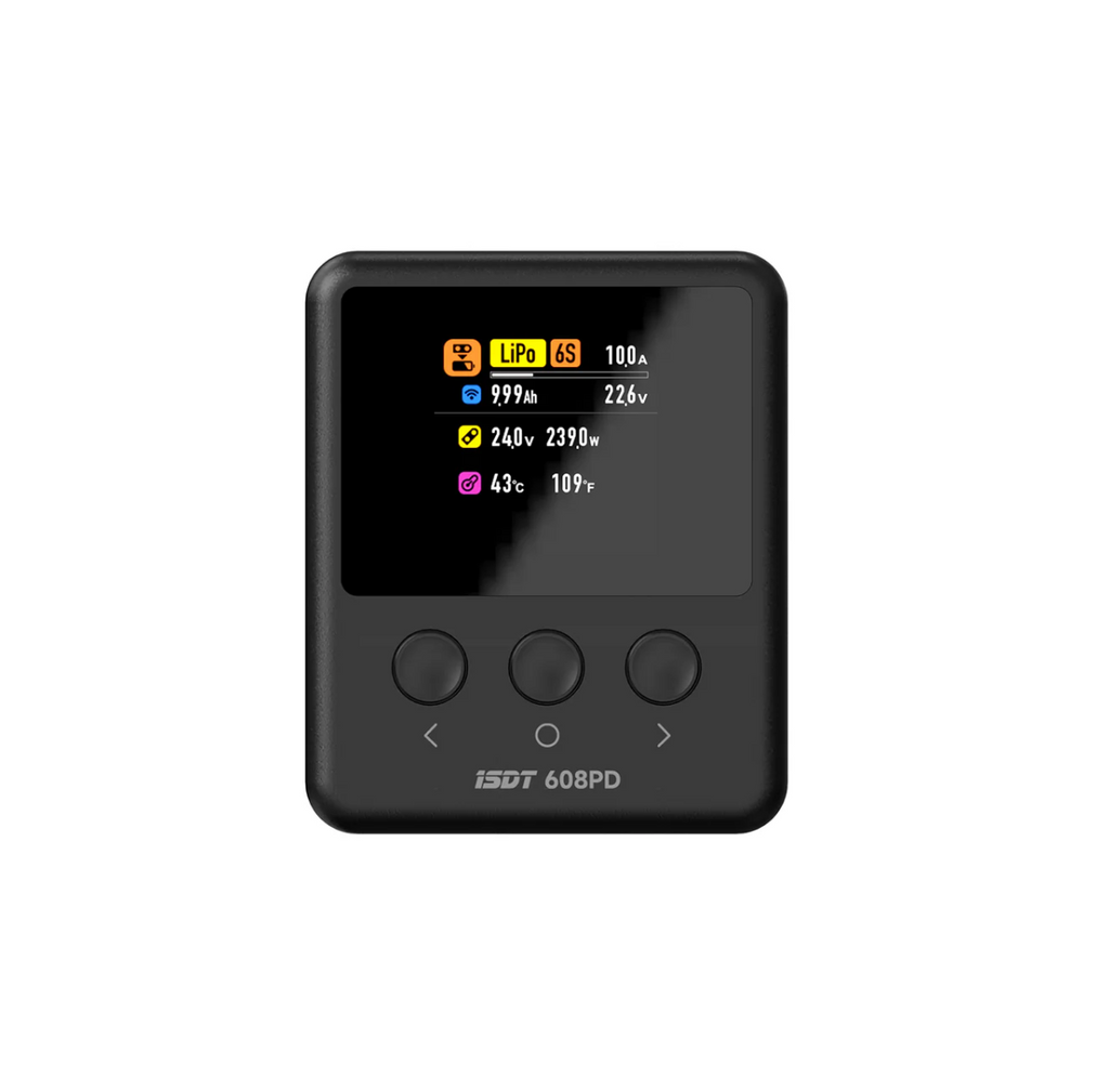 ISDT 608PD Lipo Charger,DC 240W/10A USB C 140W/5A Smart Digital Charger for RC Batteries,Universal Balance Discharge Charger for LiFe/Lilon/LiPo/LiHV (1-6S),NiMH(1-16S),Pb (1-12S) Batteries