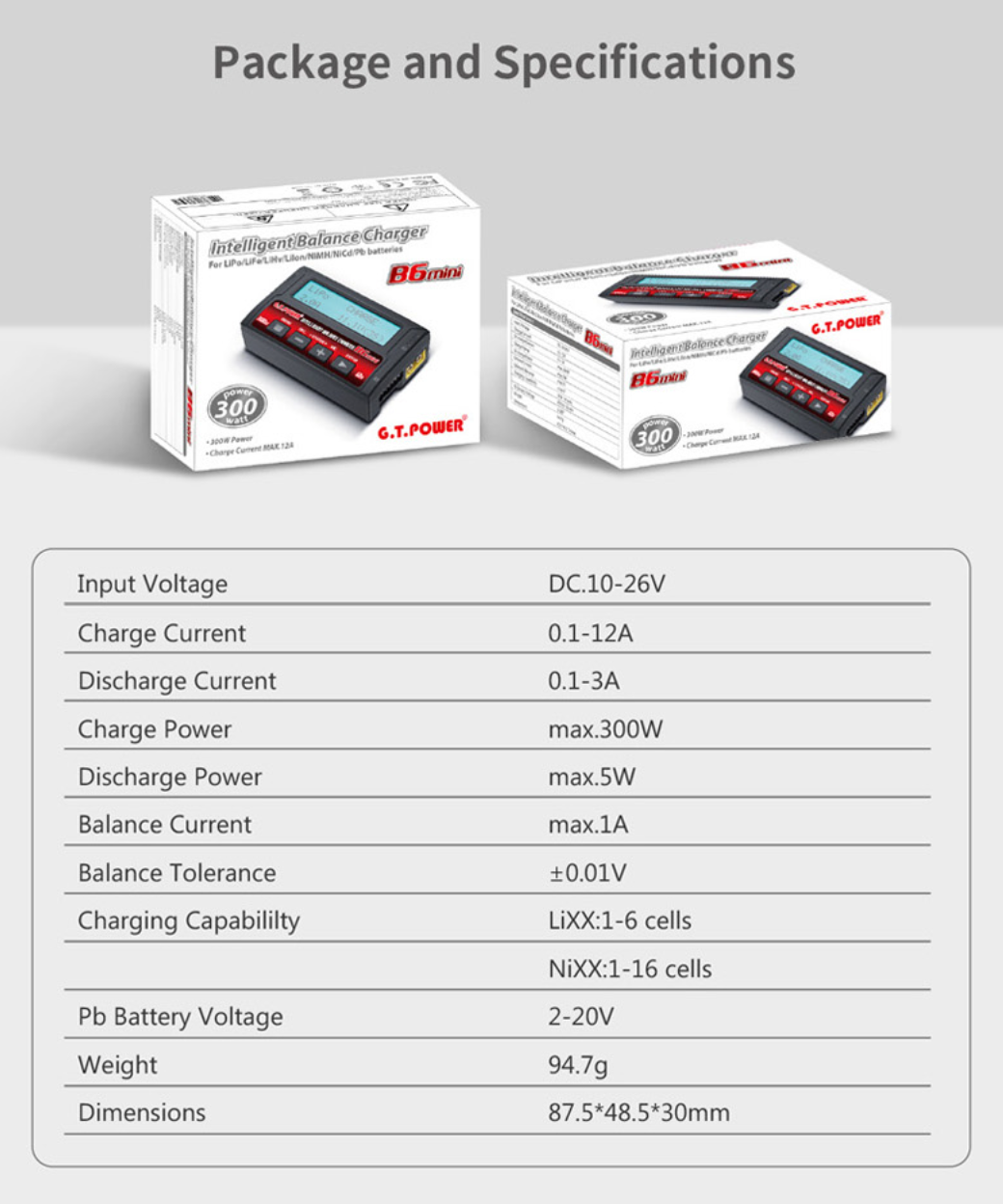 GT Power B6 Mini 300W Intelligent DC Charger Discharger