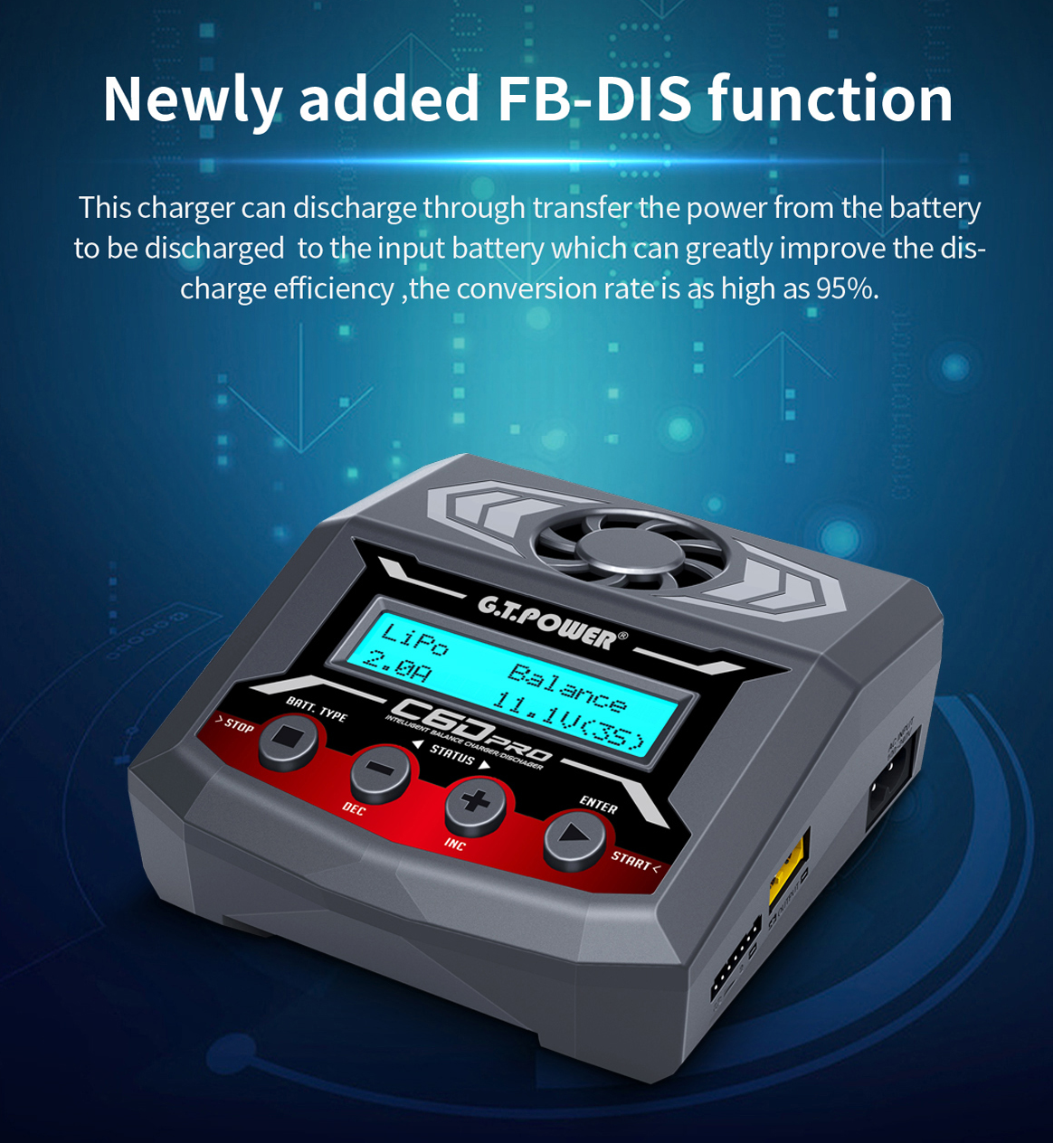G.T. Power C6D Air 100W AC/DC 12A Intelligent Charger Discharger