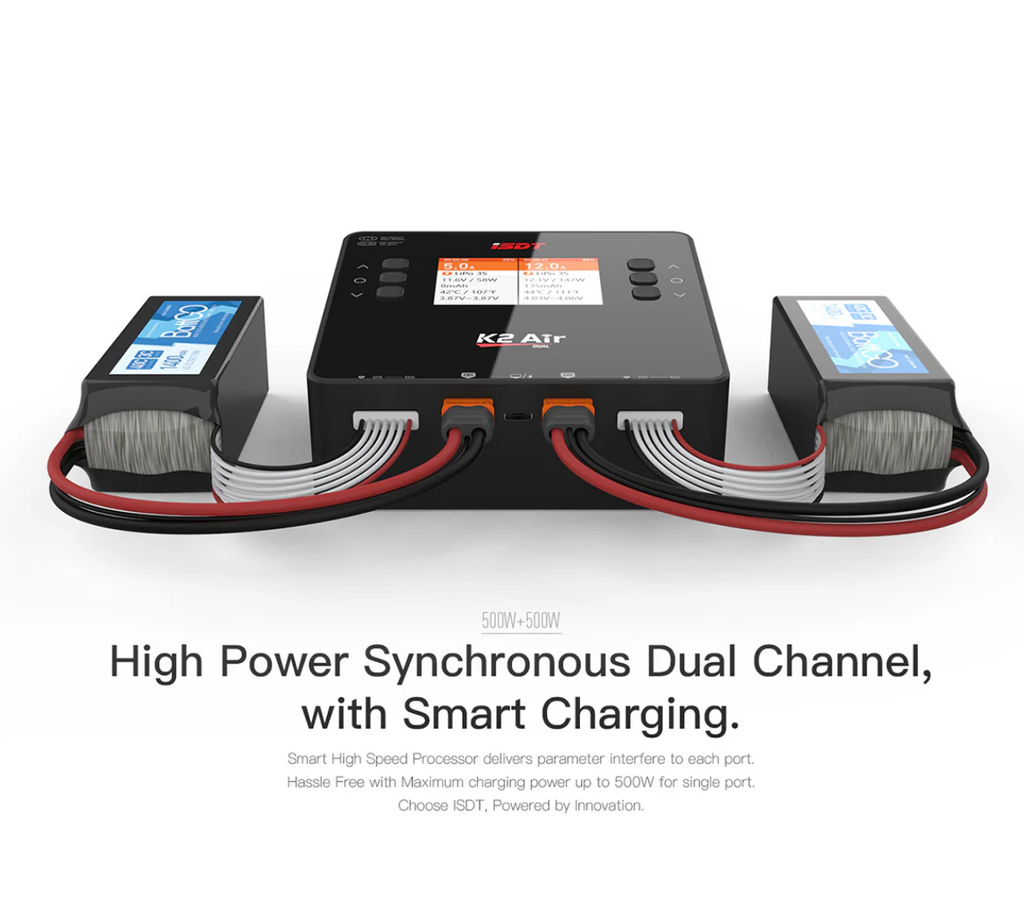 K2 Air Bluetooth Remote Control Lipo Charger,AC/DC 200W/500Wx2 20A Smart Balance Discharger/Charger