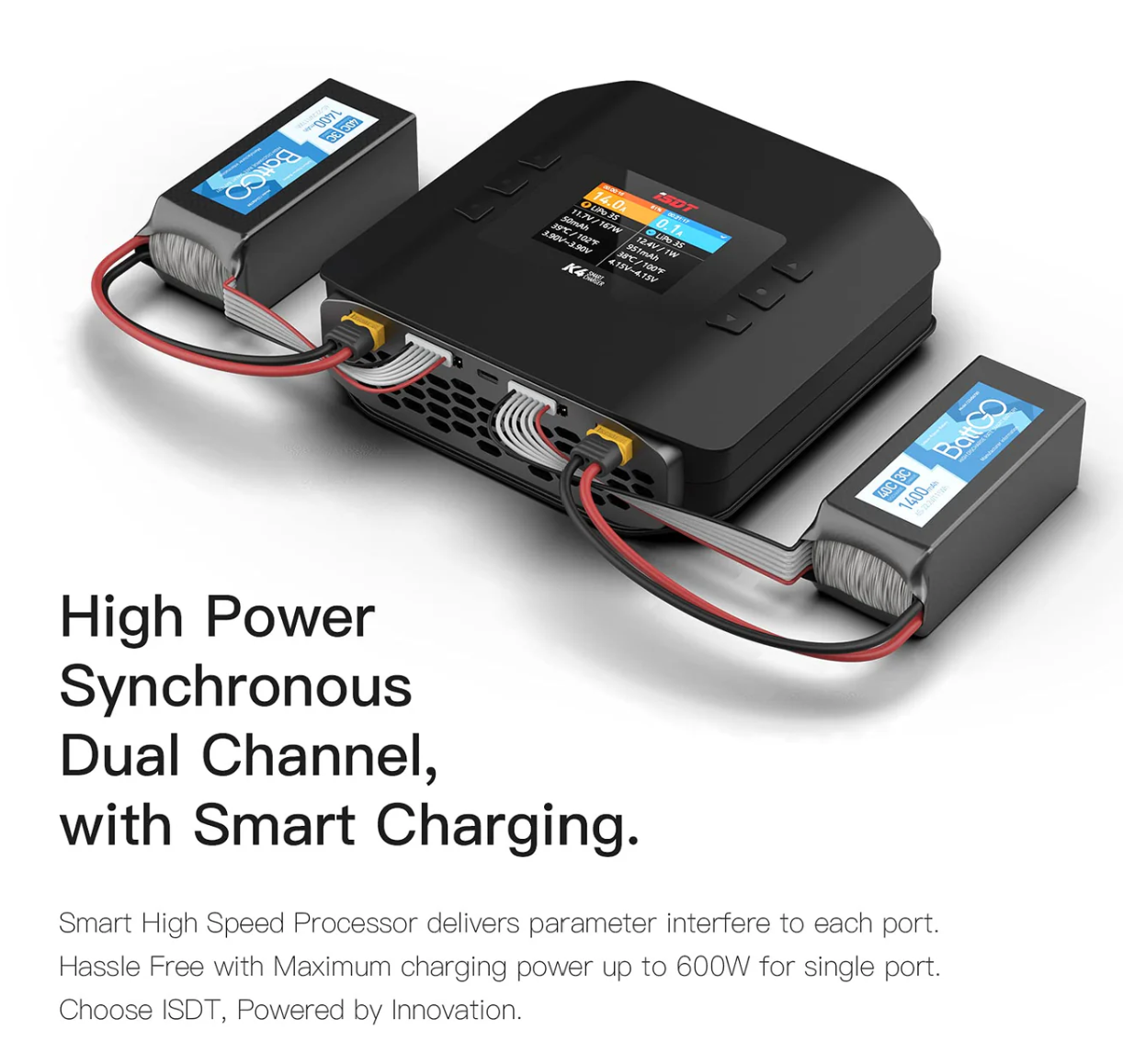 ISDT K4 LiPo Charge/Discharge Cycle Mode Charger,AC 400W DC 600Wx2 Smart Remote Mobile Operation Charger
