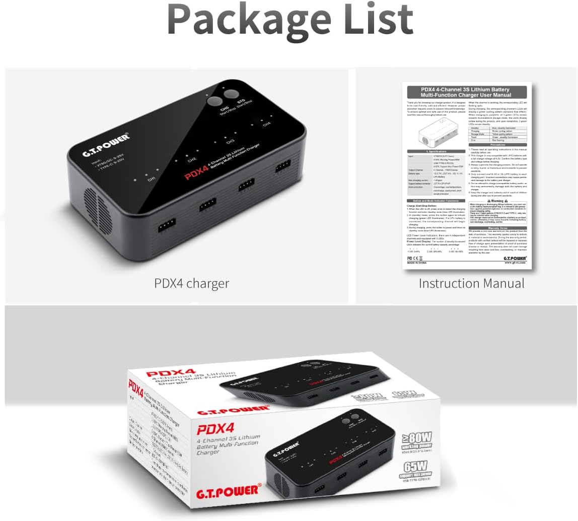 GT.POWER PDX4 PD/DC Quad-Channel Intelligent Balance Charger
