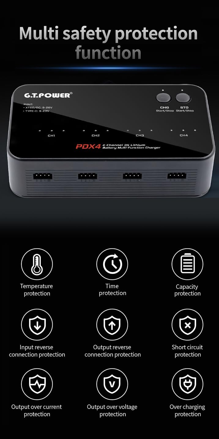 GT.POWER PDX4 PD/DC Quad-Channel Intelligent Balance Charger
