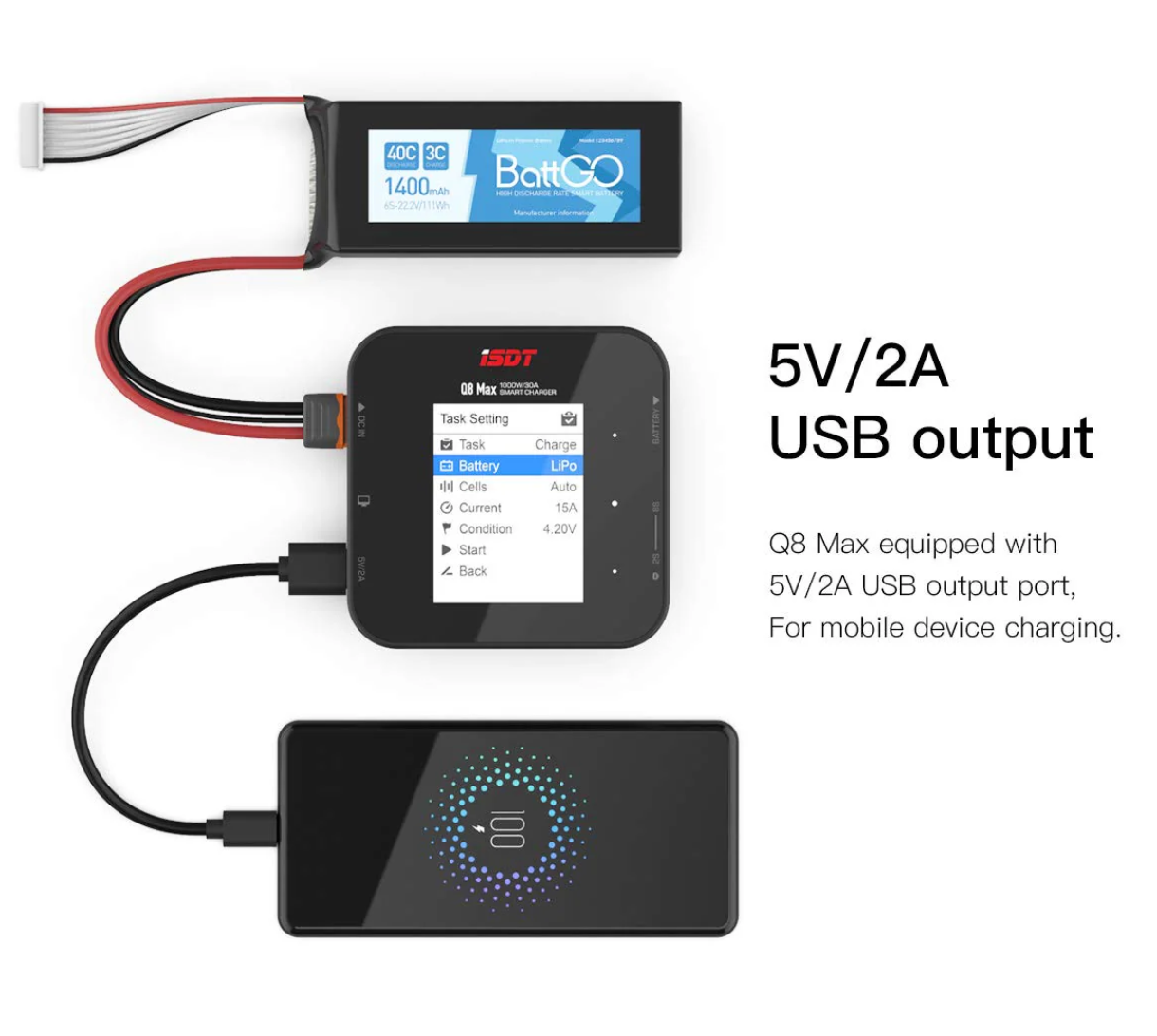 Q8 MAX DC 1000W Lipo Battery Charger,LCD Display Digital Smart Battery Balance Charger