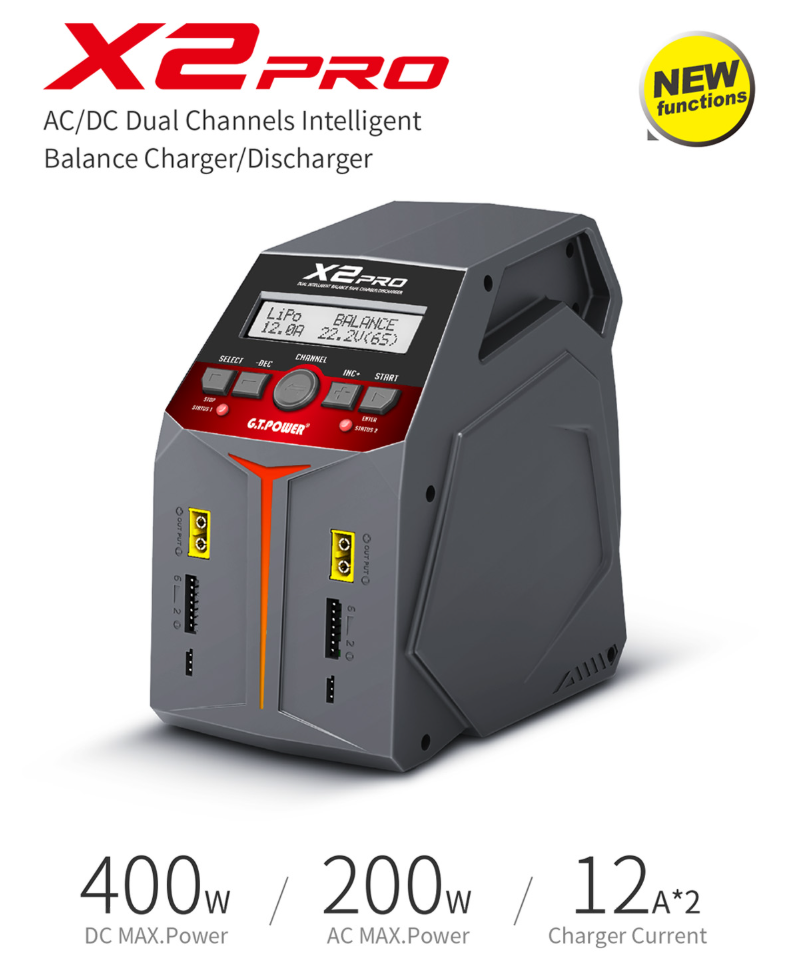 G.T. Power X2 Air/PRO V2 AC/DC Dual Channels Intelligent Balance Charger Discharger