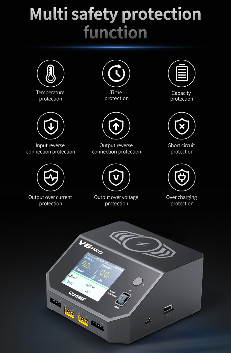 GT.POWER V6 Pro AC/DC Dual-Channel Intelligent Balance Charger Discharger