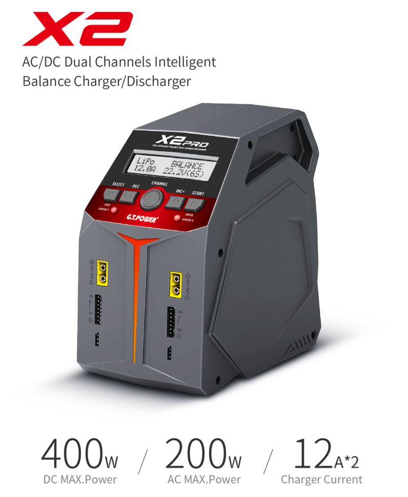 G.T. Power X2 Air/PRO V2 AC/DC Dual Channels Intelligent Balance Charger Discharger